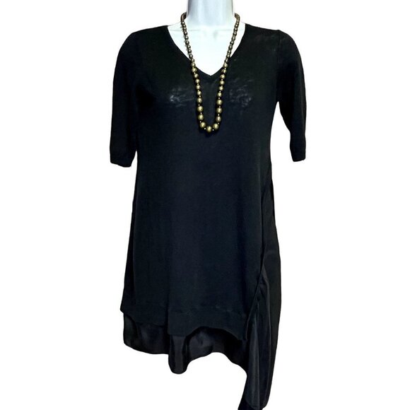 Eilleen Fisher Black Dress Size XSmall Asymmetrical Dress - Picture 1 of 15